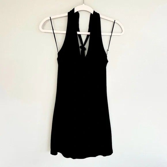 Express | Dresses | Express Black Halter Top Tie Dress Small